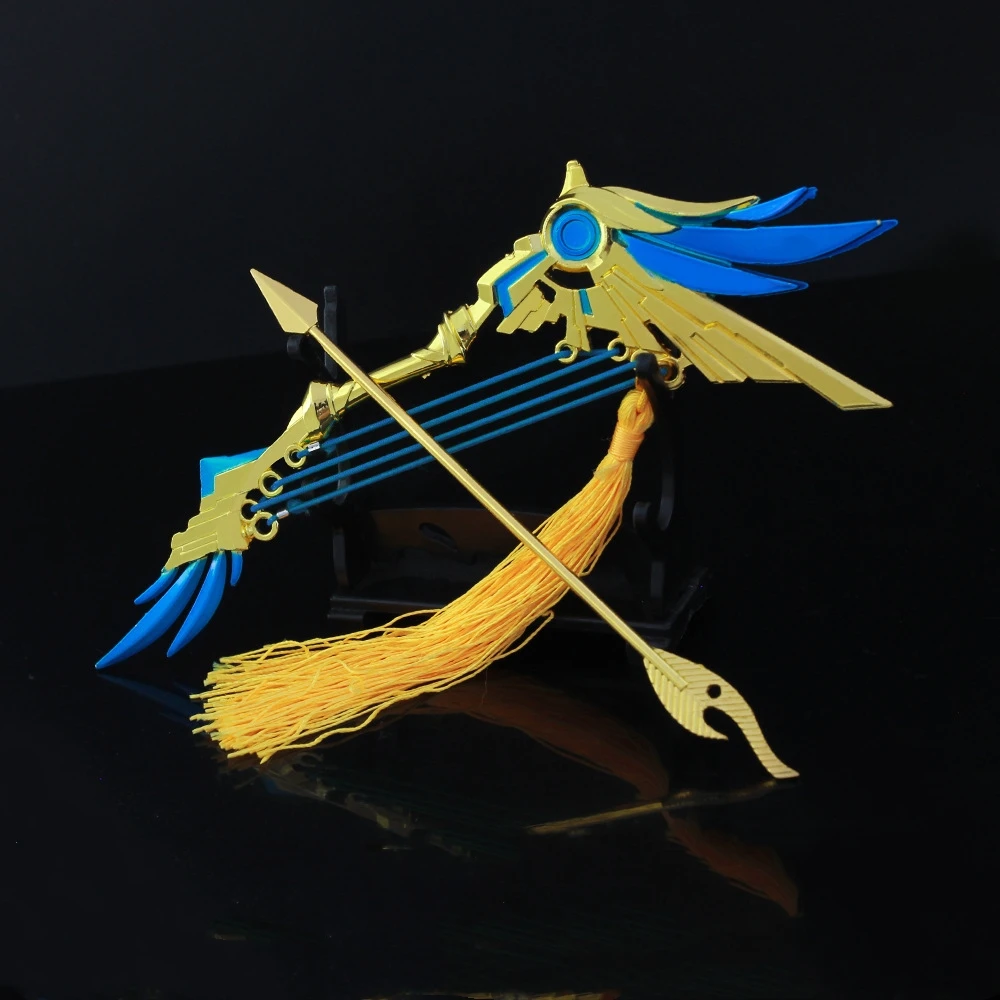 17CM Genshin Impact Metal Bow and Arrow Game Peripheral Keychain Alloy Weapon Model Pendant Anime Figure Cosplay Ornament Toy