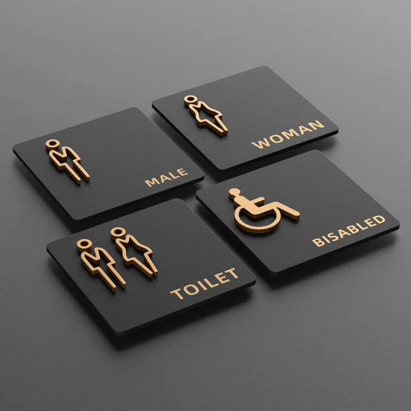 Washroom Signage Men's and Women's Bathroom Signage Acrylic Public Toilet Door Signage Hotel Toilet Reminder Signs