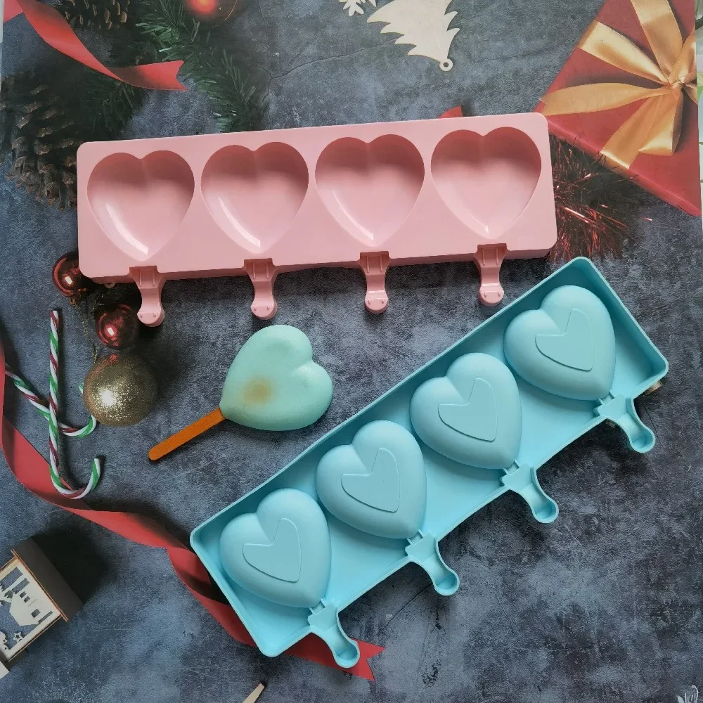 Ice Cream Mold Heart Shape Silicone Popsicle Form Maker  Lolly Moulds  Cube Tray for Party Bar Decoration Fondant Molds