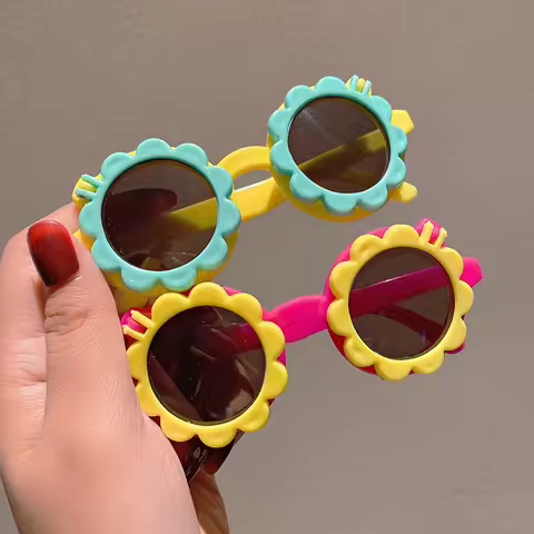 Cute Children's Sunglasses Cartoon Sunflower Flip Glasses Funny Outdoor UV400 Protention Eyeglasses Driving Goggles Kid Gifts