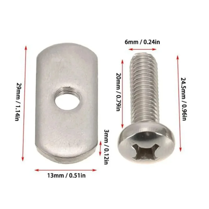 1 set Slider Nut Track Nut Sporting Goods Kayak Canoe Rail Mounting System Stainless Steel Screw Track Slider Nut Water Sports