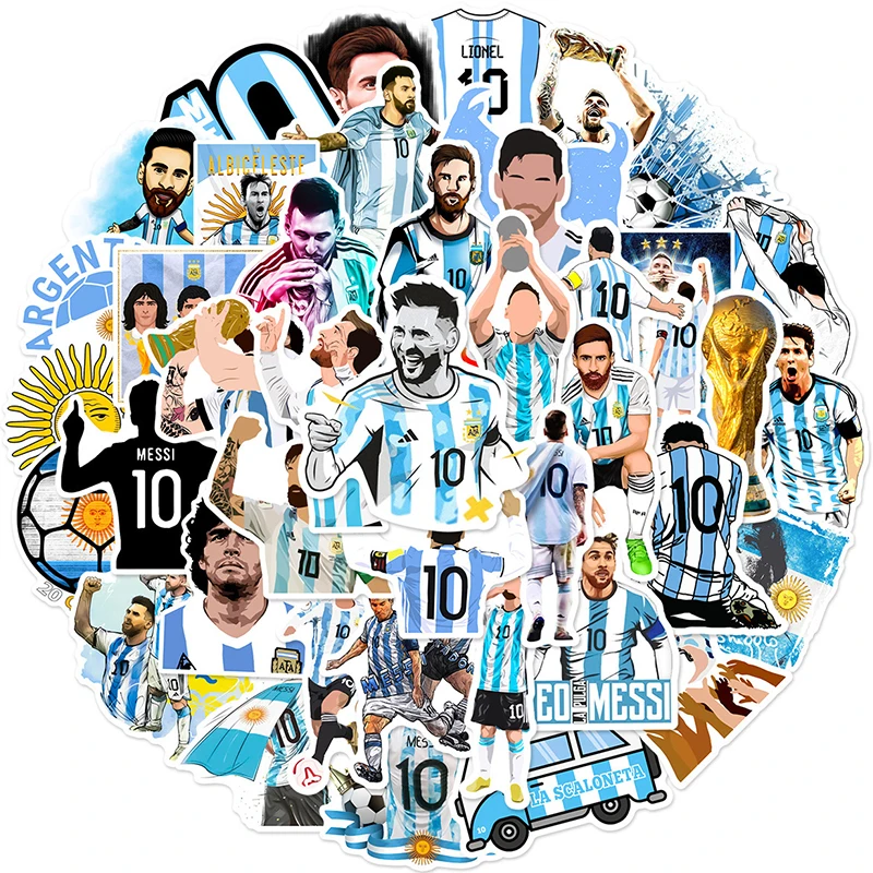 50PCS Football Star Lionel Messi DIY Graffiti Stickers Cartoon Figure Image Guitar/computer Party Waterproof Decoration Sticker