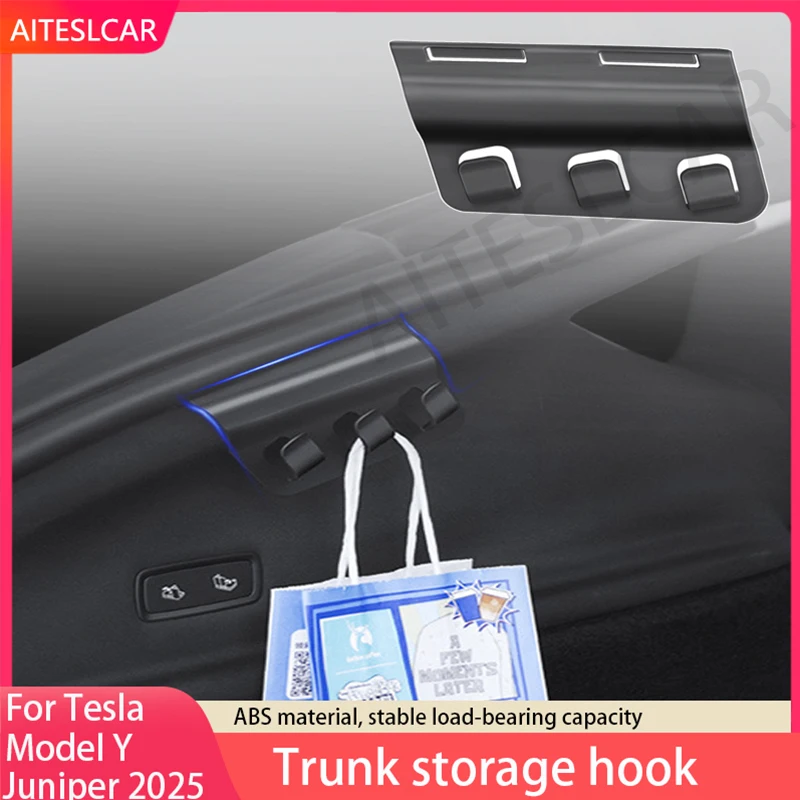 

For Tesla Model Y Juniper 2025 Rear Trunk Hook Storage Holder Bag Water Bottles Trunk Grocery Bag Hook Hanger Interior Accessori