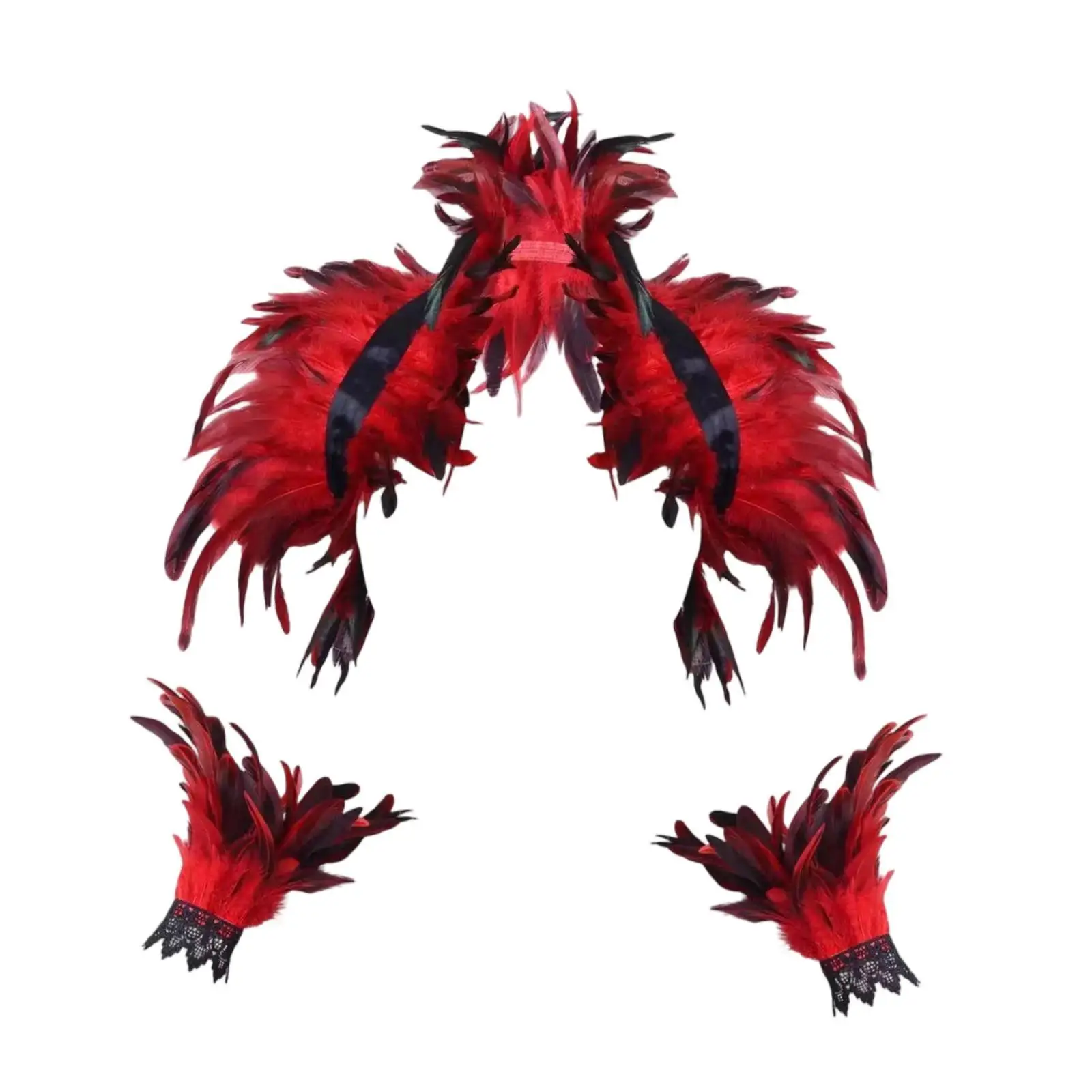 Witch Feather Shawl Gothic for Women Stylish Wristband Halloween Costume Accessories Dressing up for Cosplay Masquerade Party