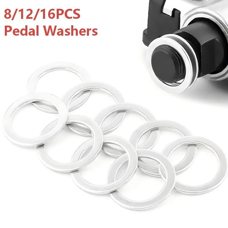 8/12/16Pcs Bicycle Pedal Washer Mountain Bike Pedal Gasket High Strength Metal Shim For Bike Cycling Repair Accessories