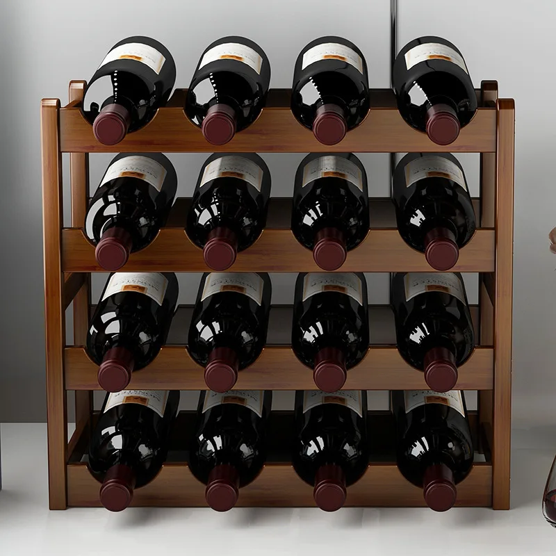 Red Wine Rack Display Rack Bamboo Wine Bottle Rack Small Simple Economical Small Ornaments Wine Cabinet Lattice Storage