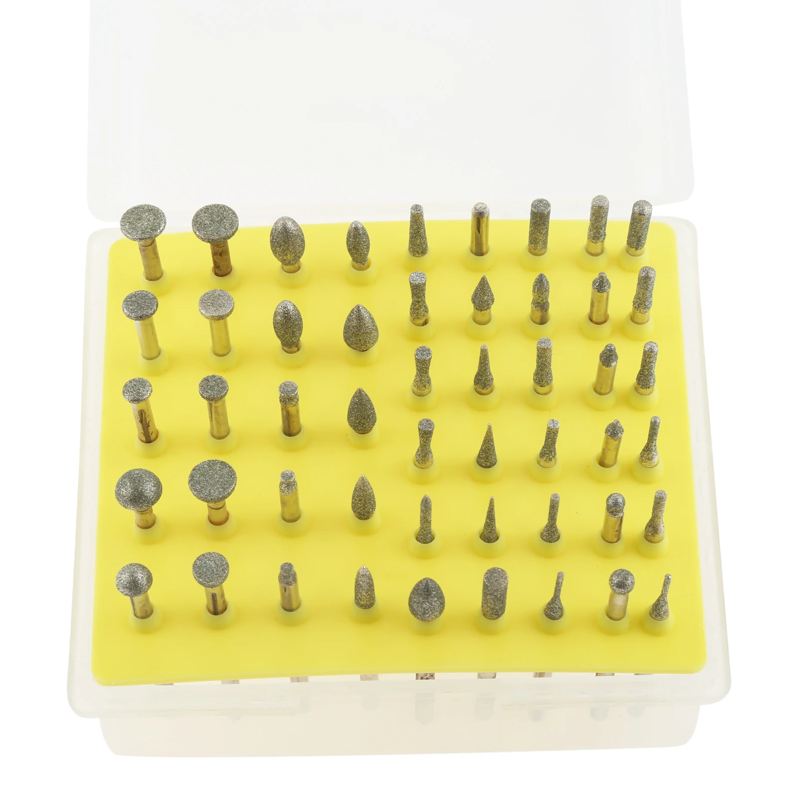 50Pcs 3.17mm 1/8"Shank Diamond Coated Rotary Grinding Head Carving Grinding Burrs Drill Set for Dremel Rotary Tool Abrasive Tool