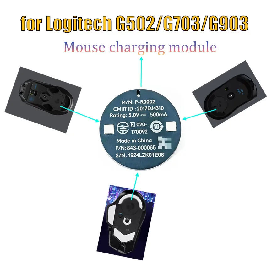 PowerPlay Charging Module Replacement For Logitech G703 G903 GPW GPRO G502 Wireless Mouse Charger Base connector