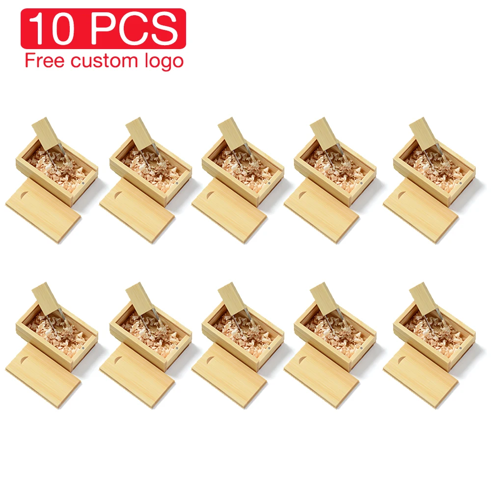 

10 PCS LOT USB Flash Drive 128GB Crystal Wooden Box Memory Stick Free Custom Logo Pen Drive 64GB High Speed Pendrive 32GB U Disk