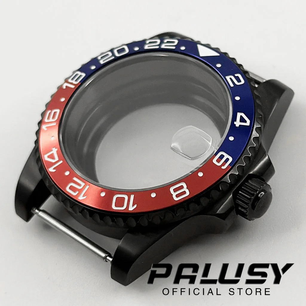 NH35 40mm Preto Roxo GMT Moldura Diver À Prova D 'Água Fit NH34 NH35 NH36 NH38 NH70 NH72 ETA2824 Movimento Caixa de Relógio de Vidro Safira