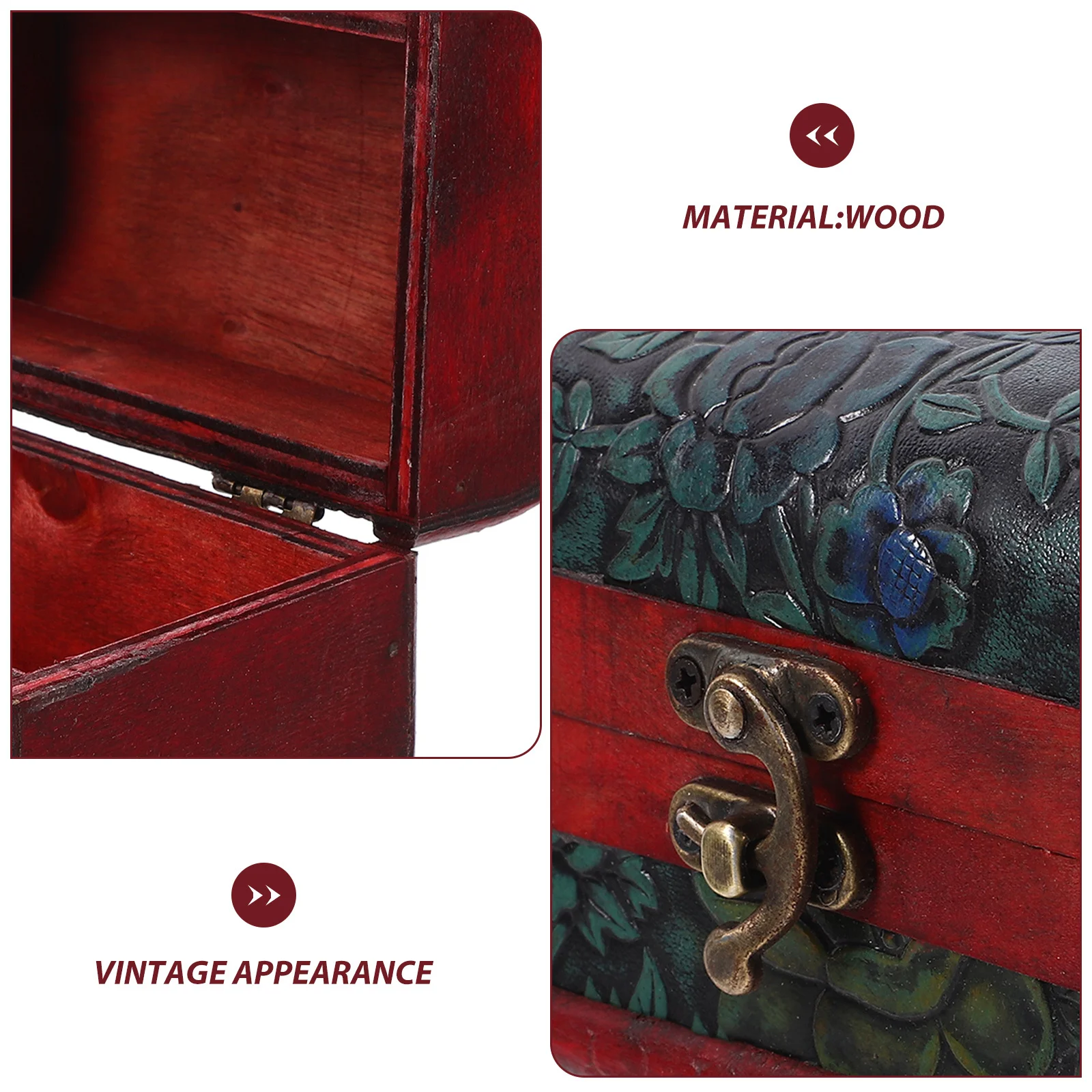 

Vintage Wooden Jewelry Box Large Capacity Storage Chest for Women Trinkets Accessories Organizer Retro Treasure Display Case