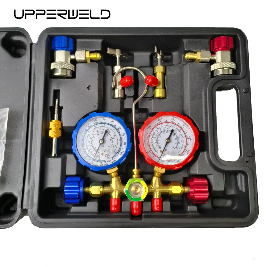 HVAC Gauges with Hoses AC Manifold Gauge Set R134A R410A R404A R22 Refrigerant GaugesSafe and Reliable Hose