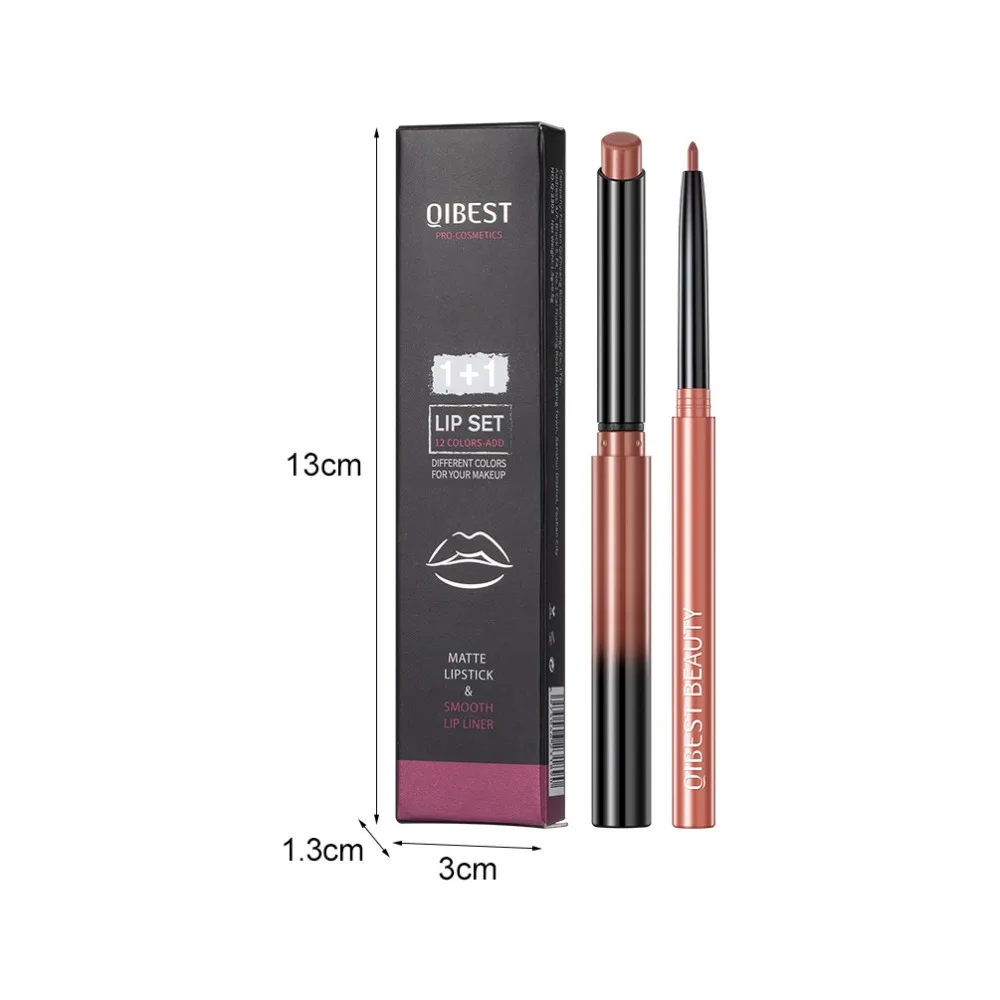 Potlood Contour Lip Stick Nieuwe Waterdichte Langdurige Matte Lippenstift Pen Set Sexy Lip Liner Schoonheid