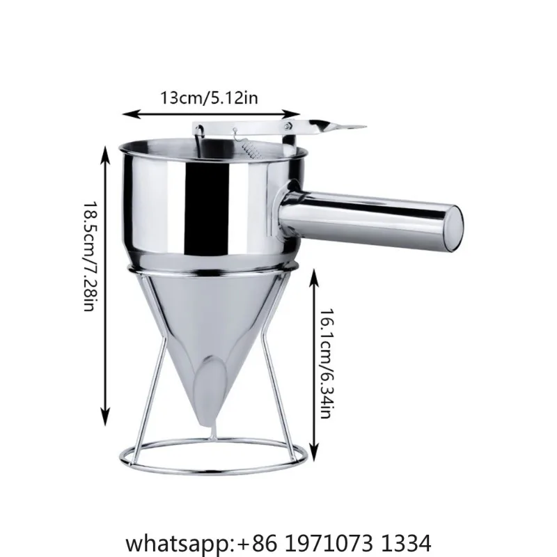 Stainless Steel Battery Dispenser with Stand, Easy Clean Design, Detachable Handle, Perfect for Cupcakes and Pancakes