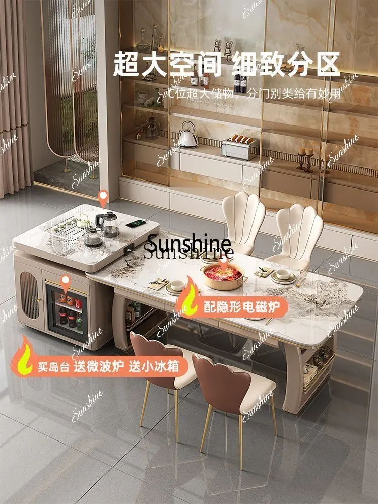 Light luxury slate small household type modern simple with drawer induction cooker high-end dining table and chair combinationPX