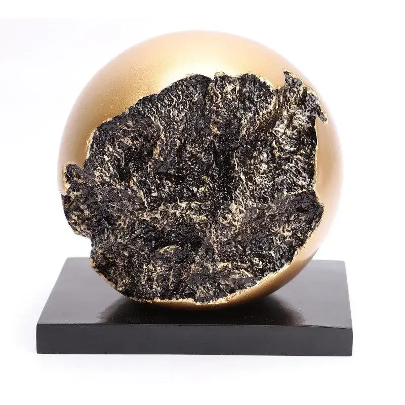 

-Golden Ball Sculpture Living Room Desk Decoration Ornaments Modern Crafts Gold Plated Pomegranate Statue Aesthetics Decor