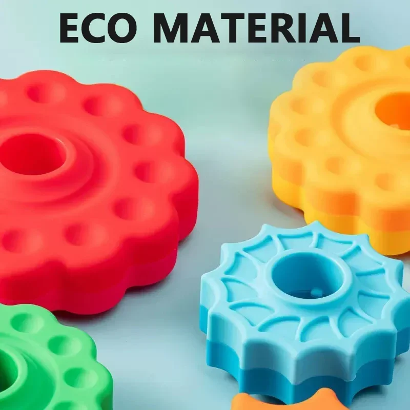 ألعاب العجلات الدائرية المتراصة بألوان قوس قزح للأطفال والأطفال - لغز التعليم المبكر لتنمية الذكاء #6