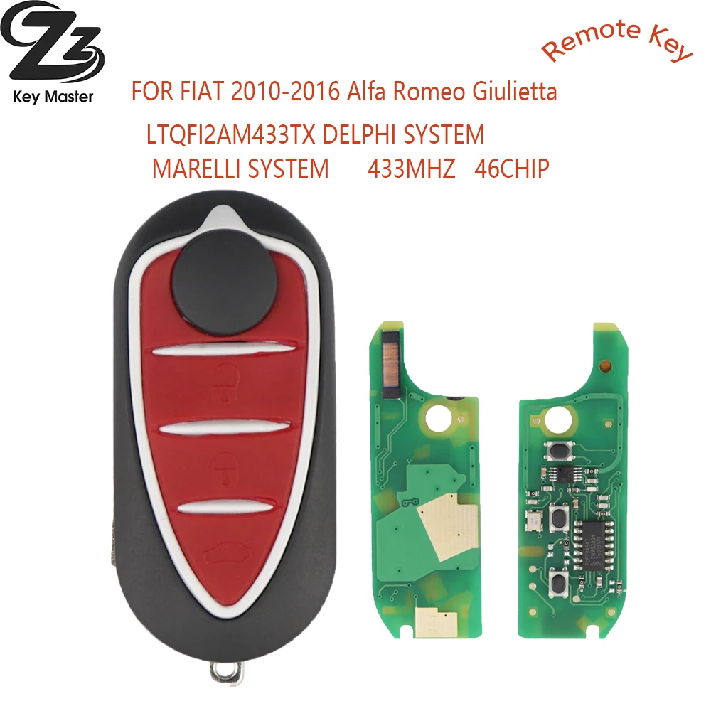 

Zz-KeyMaster FOR FIAT 2010-2016 Alfa Romeo Giulietta 3BT 433MHZ FCCID:LTQFI2AM433TX DELPHI SYSTEM/MARELLI SYSTEM 433MHZ 46CHIP