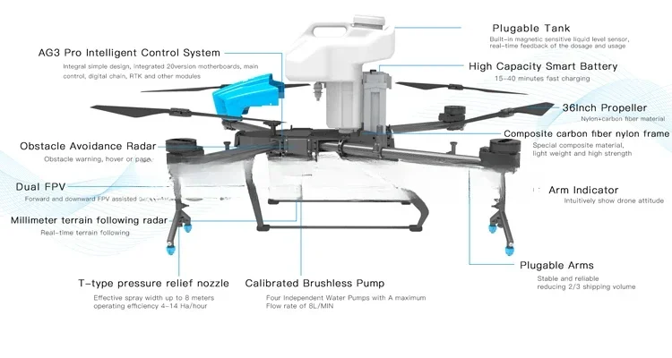 автоматизация Дрон для сельскохозяйственной культуры Дрон для сельскохозяйственной фермы Дрон для сельского хозяйства Распылительный дрон