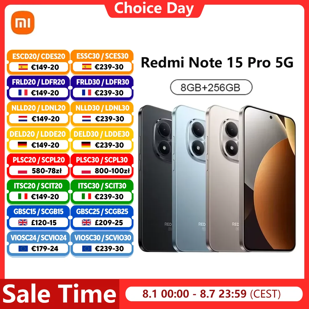 Smartphone Xiaomi Redmi Note 15 Pro 5G, NFC MTK Dimensity 7400-Ultra, écran 6,83 pouces 120 Hz, appareil photo 200 MP, charge 45 W, batterie 6580 mAh