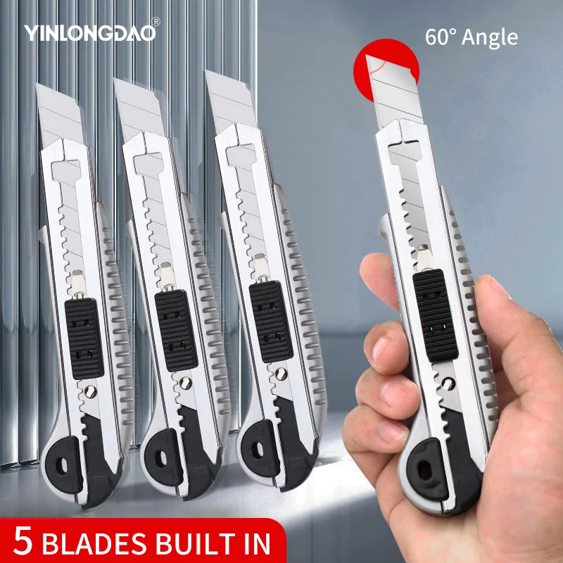 Imagem -02 - Multifuncional Retrátil Sharp Utility Knife Heavy Duty Steel Break Corte de Papel de Lâmina Faca Eletricista 18 mm