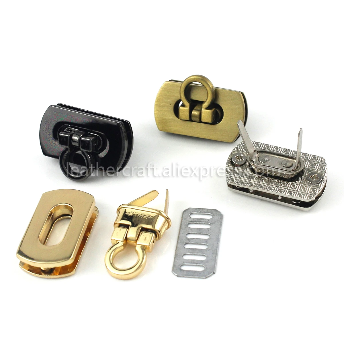 1pcs Metal Folding Lock Push Lock Clasp Tiny Bag Laggage Purse Leather Craft Closure DIY Hardware Accessories