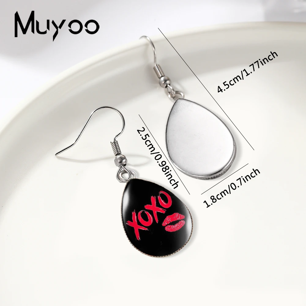 2025 New XOXO Kiss Me Tear drop Earring Fish hook Earring Glass Dome Jewelry Handmade Earrings