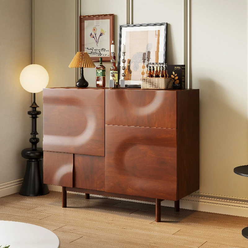 

New middle and ancient style entrance cabinet wood grain retro living room dining side cabinet American classical bedroom