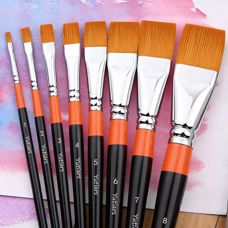 

Набор плоских нейлоновых кистей для рисования (1 шт.), прочные художественные инструменты для любителей и начинающих художников, занимающихся акварелью, акрилом, маслом и гуашью.