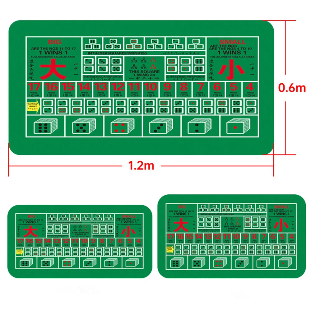 Multiple sizes Sic Bo Poker Mat Dice Durable Thickened Silent and Anti-slip Rubber Home Gaming Desk Pad Casino Chips Tablecloth