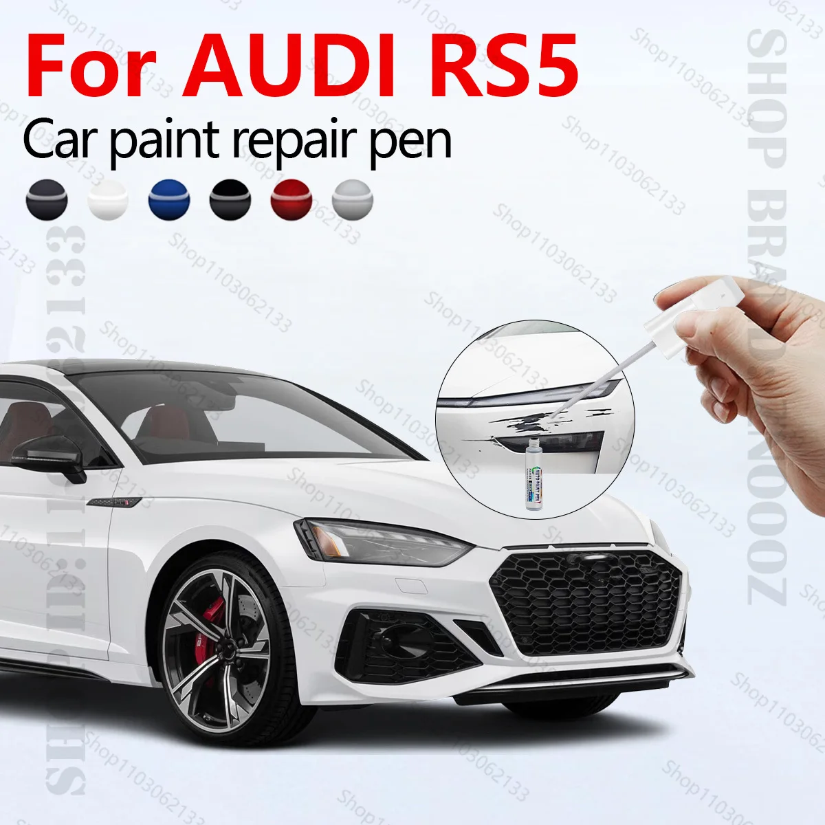 

Ручка для ремонта автомобильной краски для 2009-2025 AUDI RS5, аксессуары для ремонта царапин, белый LY9L LS9R, серый LX7G, зеленый LX6M, черный LY9T, красный