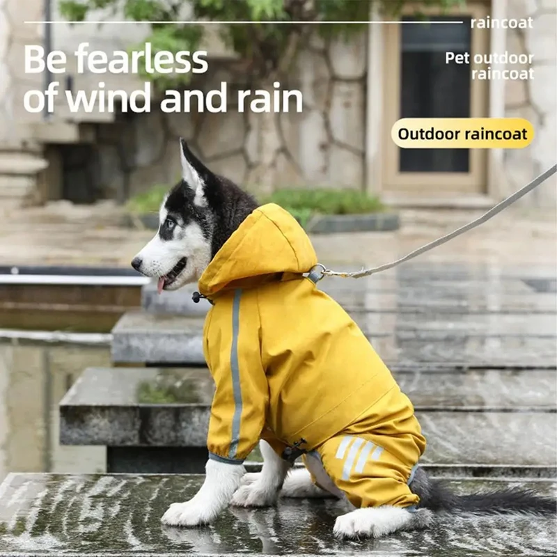 

Dog Rain Coat Waterproof Pet Rain Jacket Hooded Raincoats Lightweights Pet Rain Jacket Clothes 4 Legs Raincoats For Dogs