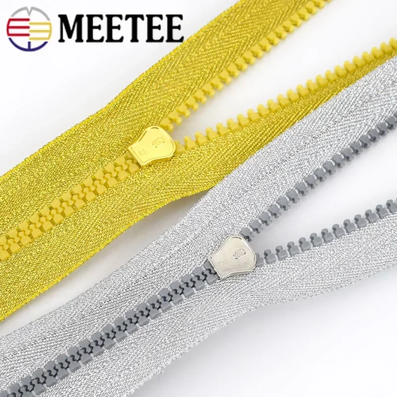 2/5Pcs Meetee 60cm 5# Gold Silver Open-end Resin Zipper for Sewing Coat Down Jacket Bag Zippers DIY Tailor Accessories ZA407