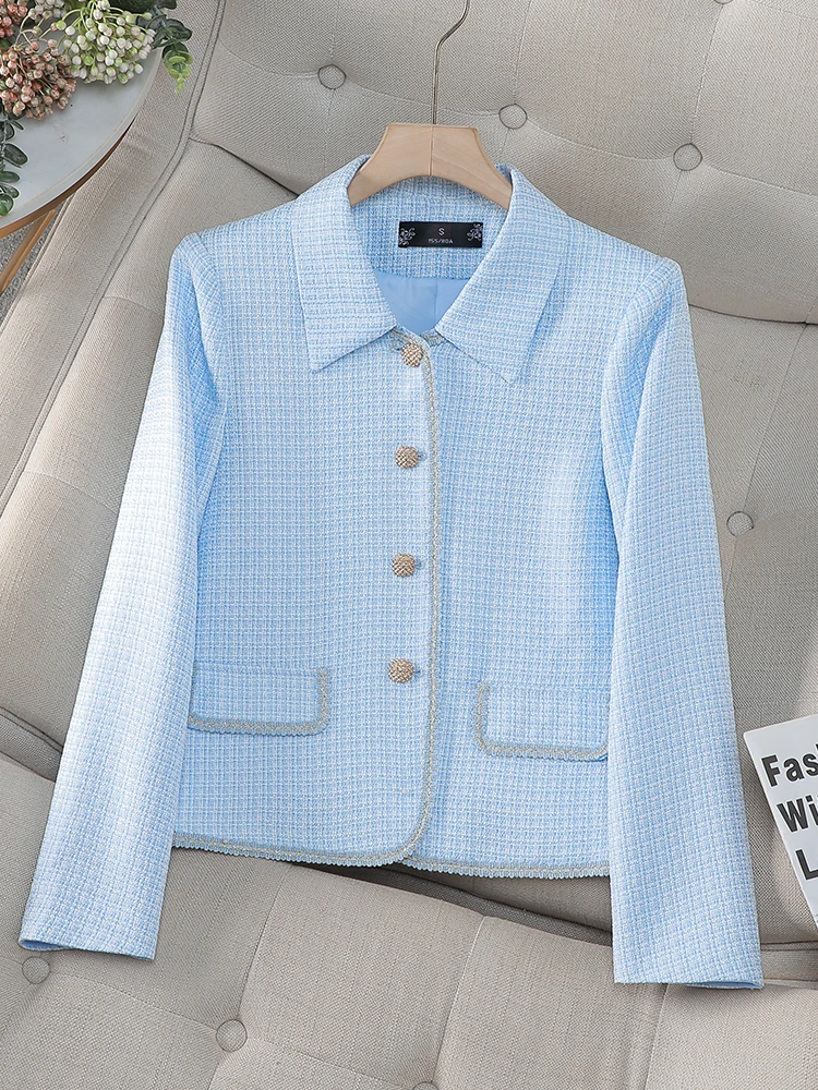 

Fashion Ladies Blazer Coat Women Pink Apricot Blue long Sleeve Female Casual Jacket For Autumn Winter