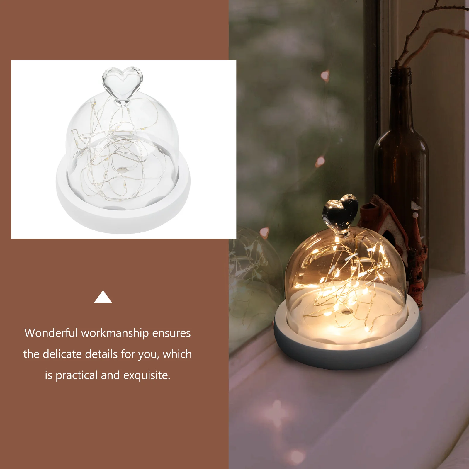 

Preserved Flower Glass Cover Eternal Dried Flower Landscape Decor Micro Landscape Glass Dome Desktop Ornament Stable Base