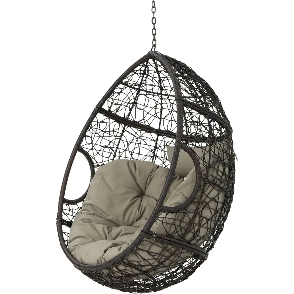 

Leander Indoor/Outdoor Hanging Basket Chair (Stand Not Included), Multi-Brown and Khaki
