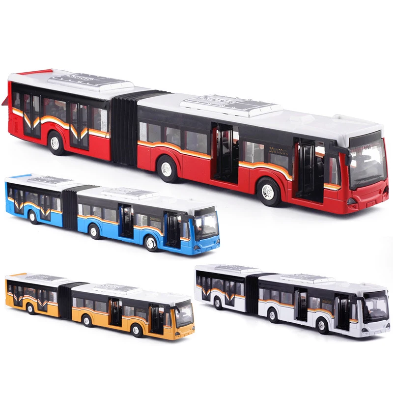 Acousto-Optic Pull-Back Double Stretch Bus Alloy Children's Toy Gift B337