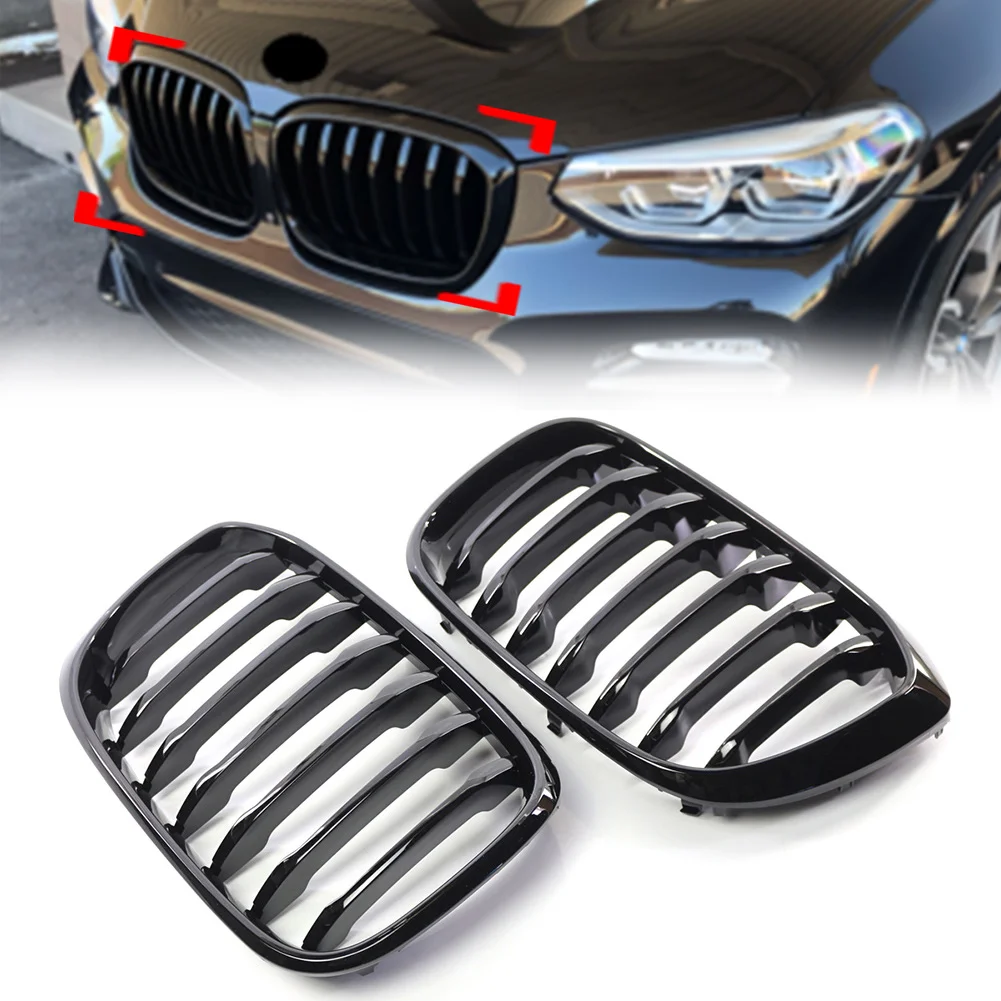 

1Pair Glossy Black Car Front Kidney Middle Grille Grill For BMW X3 G01 X4 G02 2018 2019 2020 2021