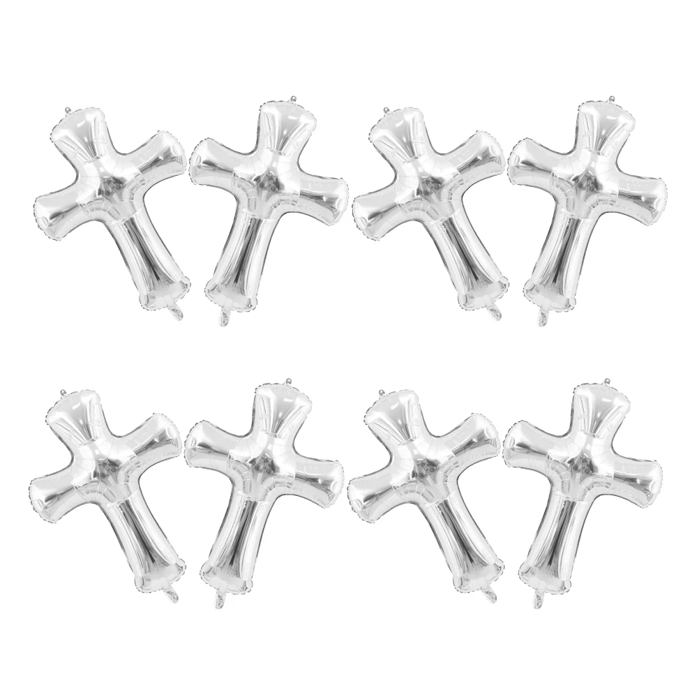 

8Pcs Aluminum Foil Cross Balloons Shower Baptism Wedding Party Decoration Birthday Christening Decor