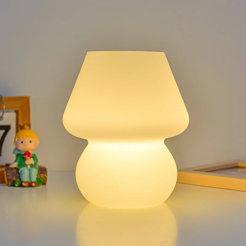 

Ins creative glass table lamp mushroom Xiaohongshu dormitory study retro night lamp bedroom bedside lamp decoration