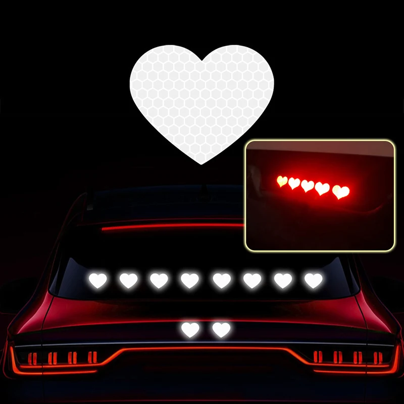 

Ночная безопасность автомобиля, 10 шт., светоотражающие наклейки в форме сердца, водонепроницаемые наклейки на багажник автомобиля.