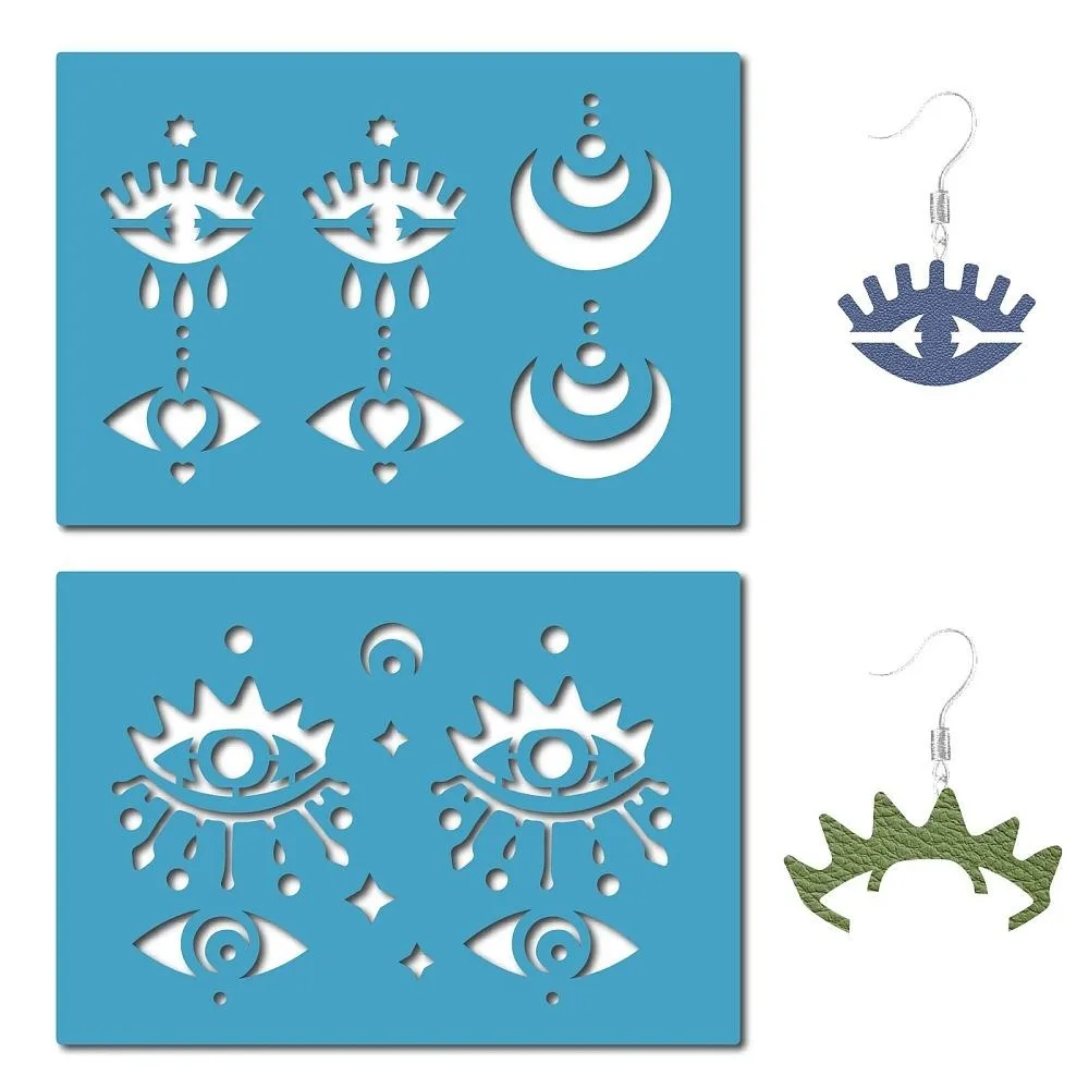 

Acrylic Earring Handwork Template Card Leather Cutting Stencils Deep Sky Blue Pattern 130x90x2mm 2pcs/set