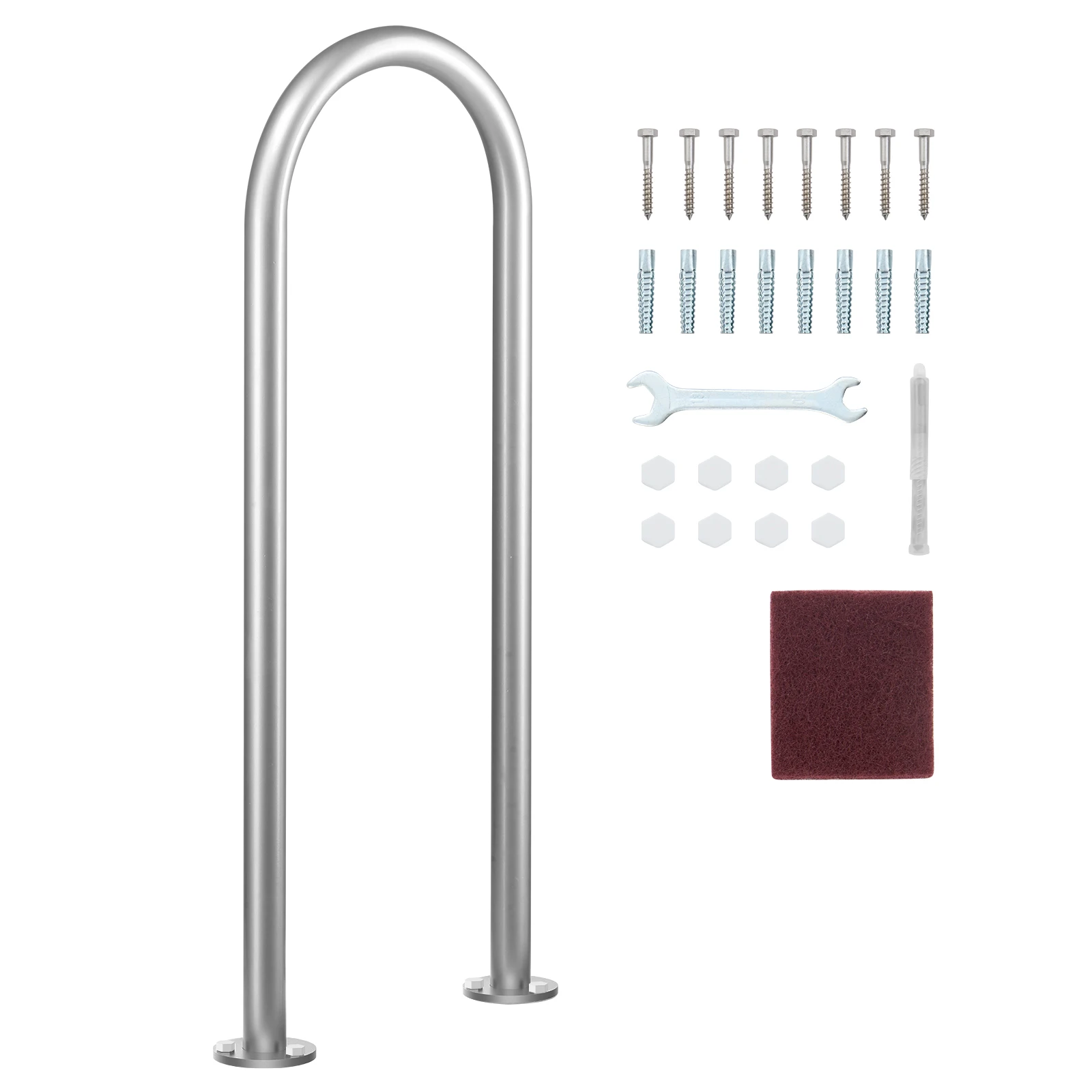 

SucceBuy Pool Handrail 36 x 13 inch Pool Railing Aluminum with Base Plate Rust-Proof Grab Bar with Accessories for Spas Docks