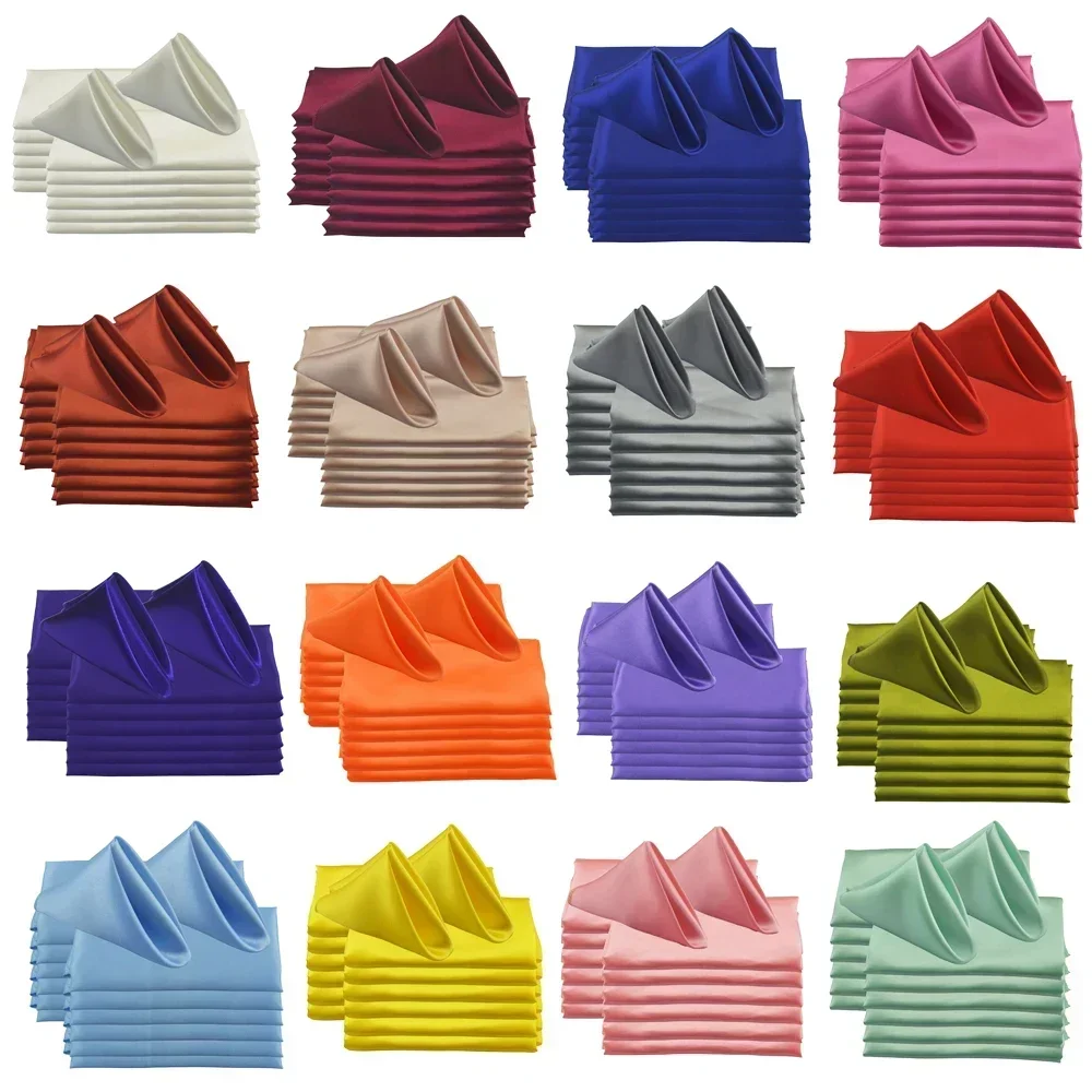 50pc Square 30x30cm Satin Elegant Satin Napkins Perfect for Wedding Graduation & Dinner Parties Restaurant Coffee/Cake Tea Towel