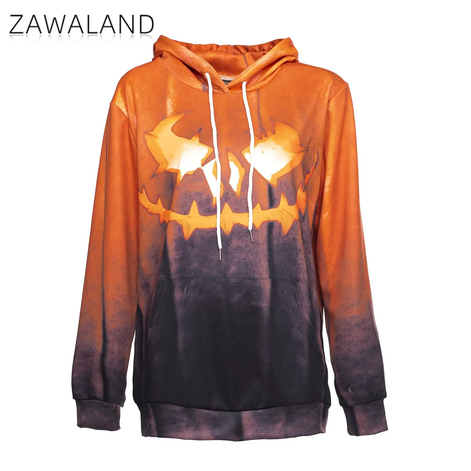 

Zawaland Halloween Hoodies for Women Fashion Hood Pullover Cosplay Streetwear Pumpkin 3D Print Sweatshirts Female Clothing