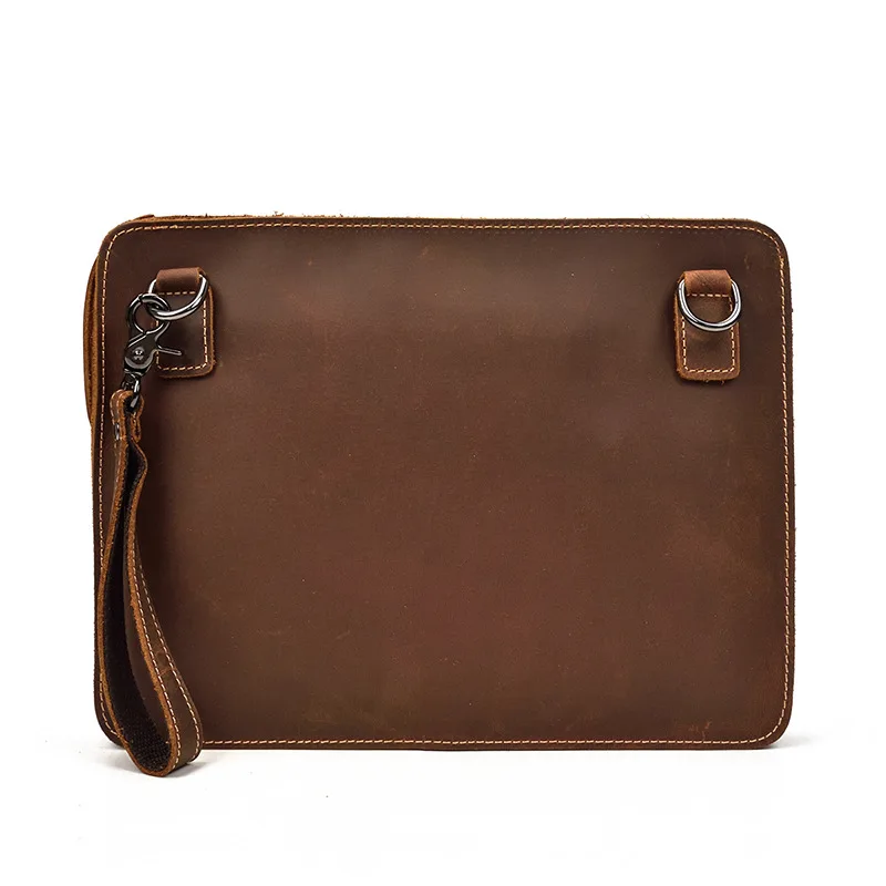 Bolso de mano de cuero genuino de alta calidad, funda para tableta Ipad, bolso con correa para el hombro, bolsos de hombro A4, bolso de mano para Mini Ipad
