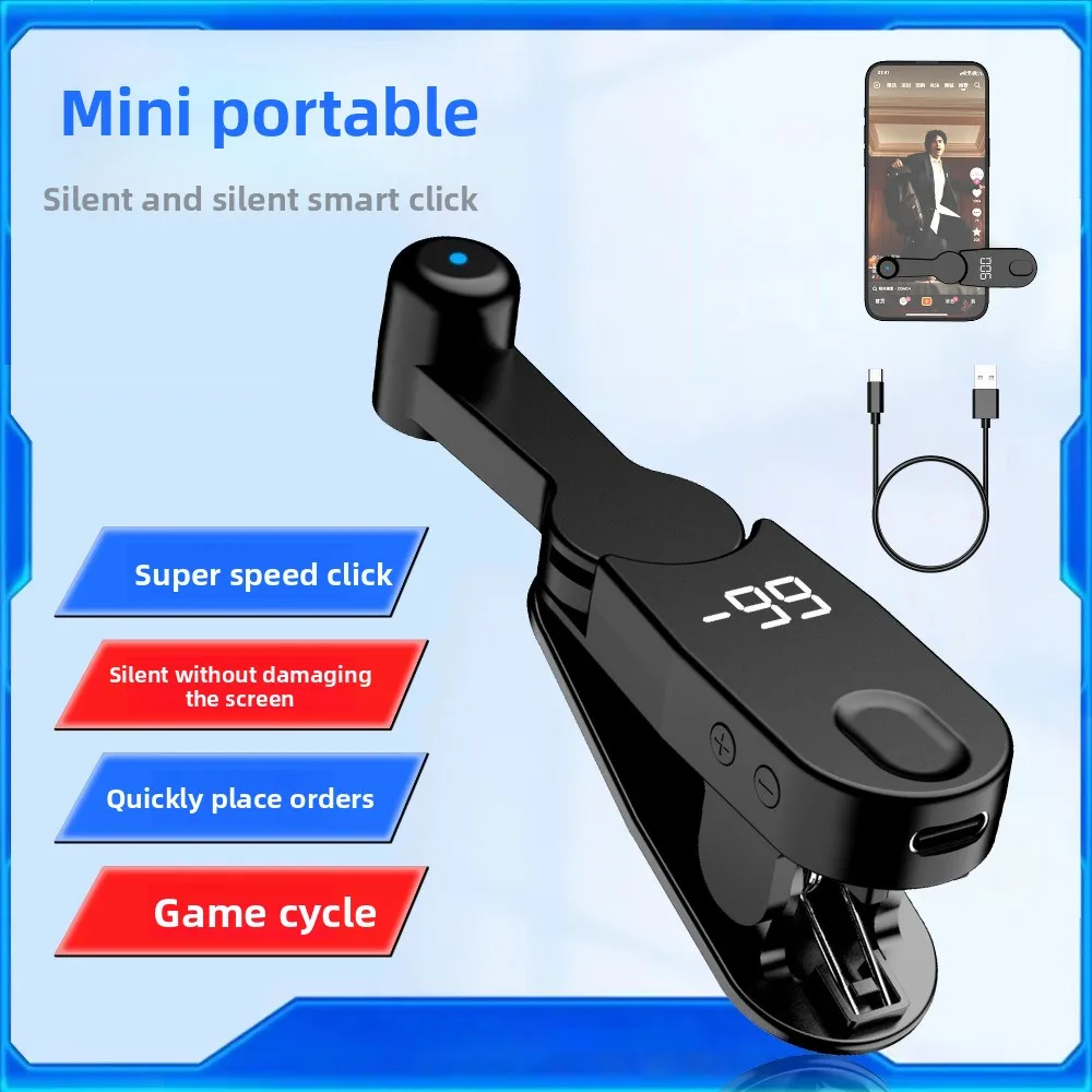 Fast Click Auto Screen Clicker Mini ABS Mobile Phone Screen Clicker USB Interface Physical Finger Clicking Device Cell Phone