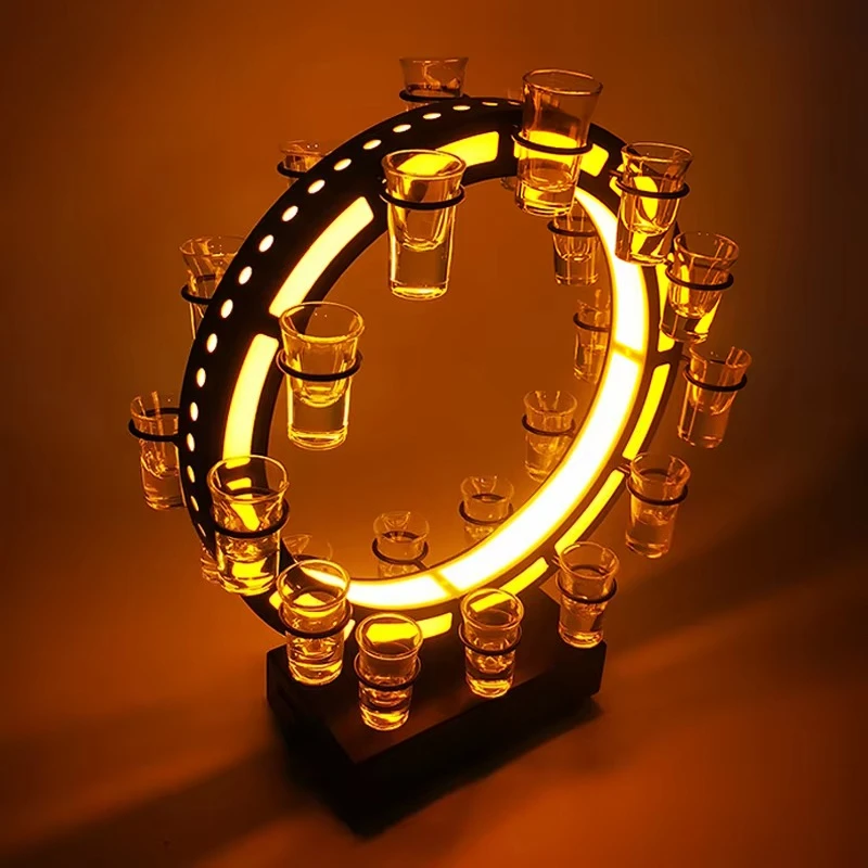 Rechargeable LED Cup Holder for Nightclubs Cocktail Shot Glass Display Stand Beer Bottle Presenter for Advertising