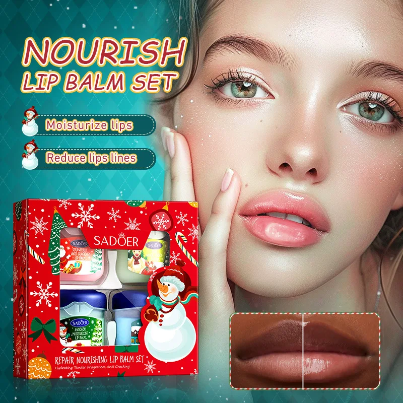 Christmas Lip Balm Body Lotion Hand Cream Gift Box Anti-dry and Cracked Lip Balm in Autumn and Winter Skin Care Set
