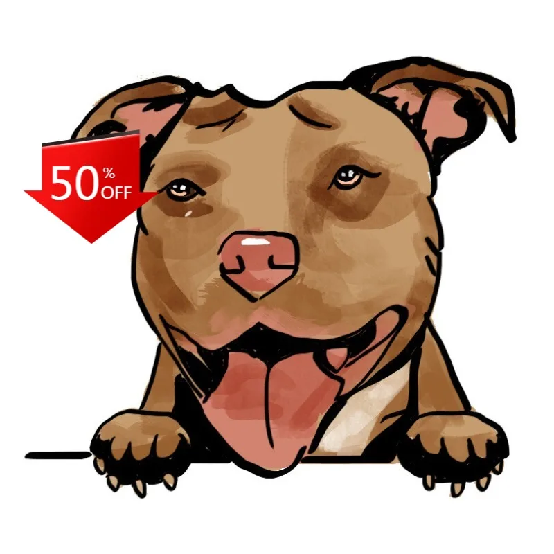 

American Pit Bull Terrier Dog Sticker Adopt Cute Dog Puppy Peeking Vinyl Waterproof Self-adhesive